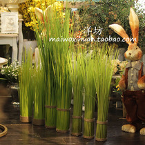 Floor grass false grass pile window props childrens photography model room simulation green Reed needle grass leaf potted Reed