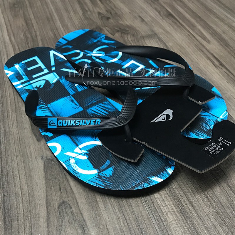 New Quiksilver Vacation Men's and Children's Flip-Flops Trendy Quick-Dry Sandals Non-Slip Beach Slippers Dark Blue