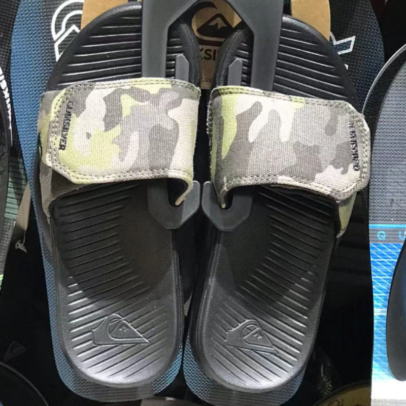 In-Stock Quiksilver 2026 New Summer Black-Soled Sandals for Boys, Casual Soft-Soled Comfortable Slide Sandals