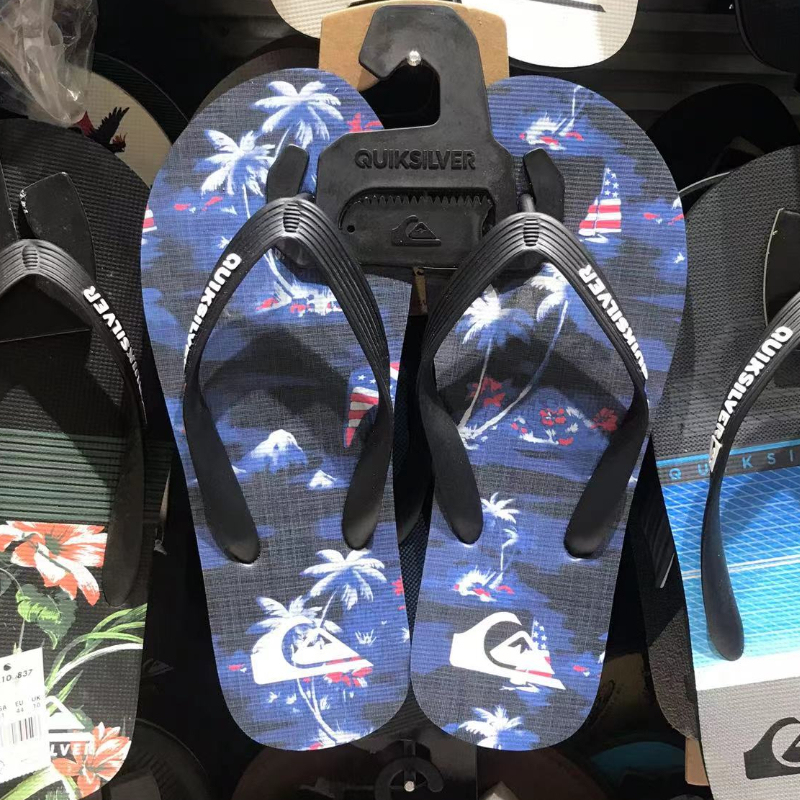 In-Stock Quiksilver 2026 New Summer Men's Rubber Black Strap Flip-Flops Casual Outdoor Sandals