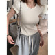 Superniniyy's must-have glutinous wool wool front-shoulder slim version round neck slim short-sleeved bottoming T-shirt for women