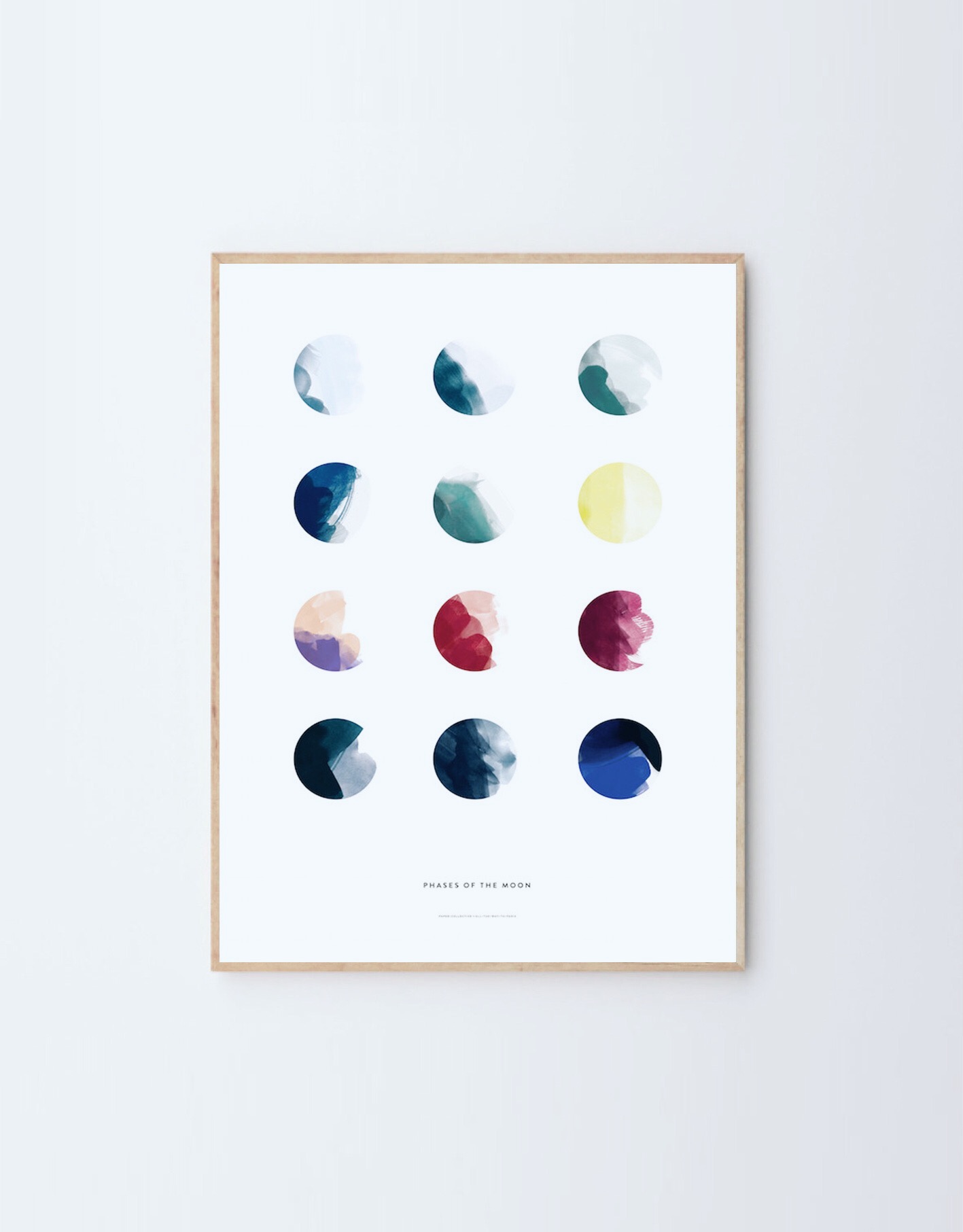MoonPhases watercolor fresh original ins poster Nordic Danish lunar-phase dining room hanging for a small crowd decoration painting