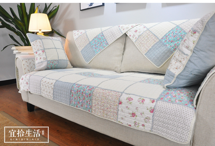 Mục vụ chăn bông vải chắp vá đơn giản hiện đại chống trượt bốn mùa sofa bông đệm đệm sofa - Ghế đệm / đệm Sofa ghế đệm