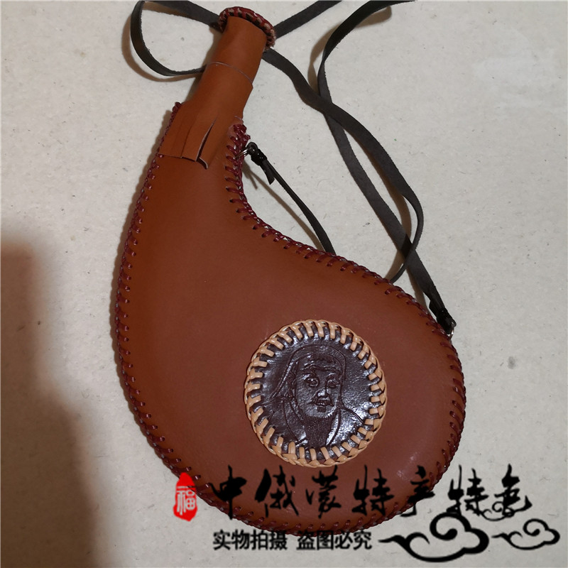 Pure PiMa milk wine skin sac sheep bile type pot Inner Mongolia characteristic handicraft pure hand sewn wine sac skin pot props