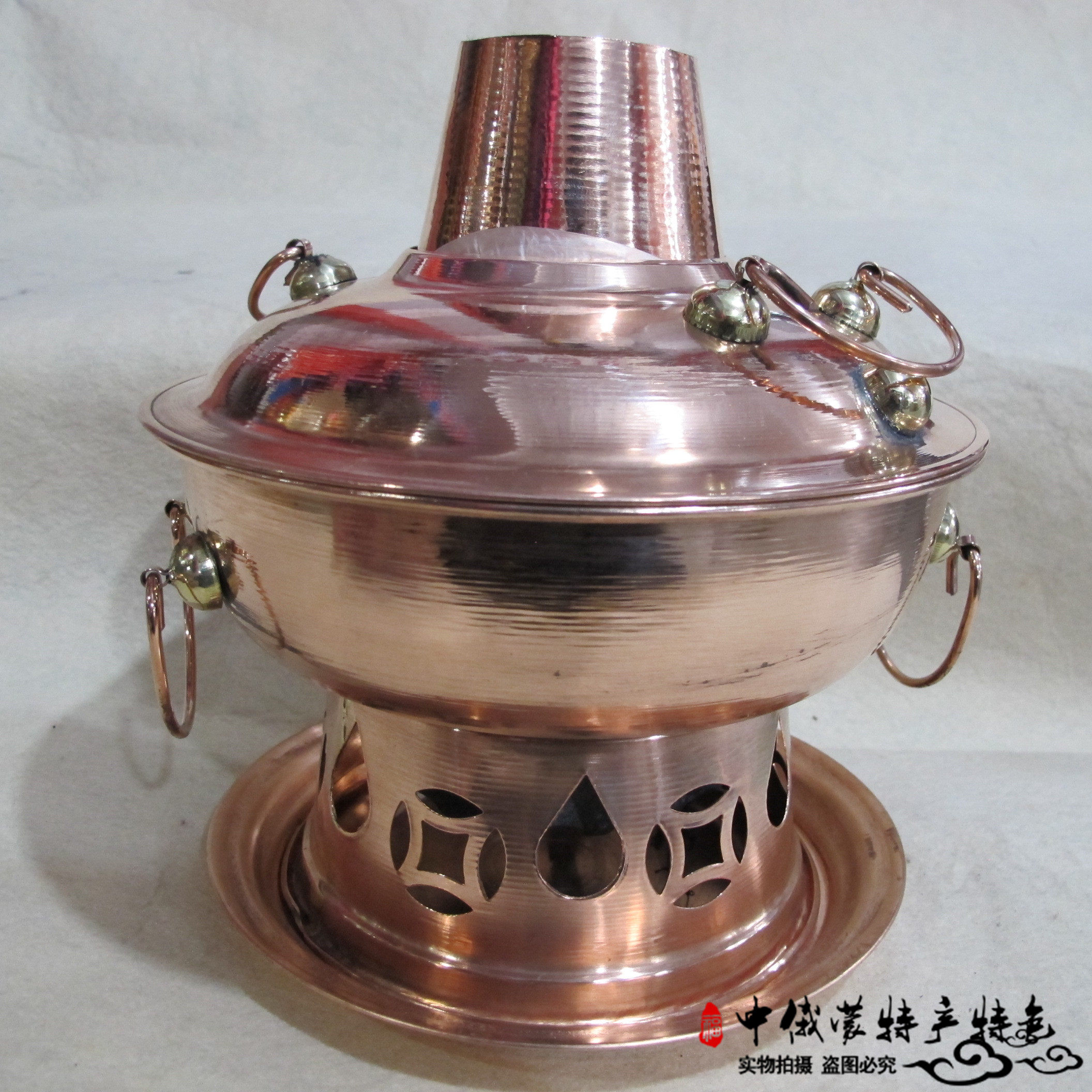 Hand thickened copper hot pot pure copper charcoal hot pot Pure copper hot pot wash mutton Mongolia hand bronze pot meal