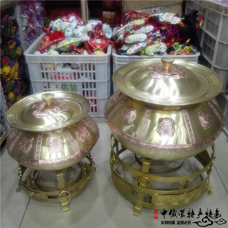 Copper-pot brass milk tea pot Inner Mongolia ethnic specialities Handicraft ethnic goods tableware hotel Mondining items