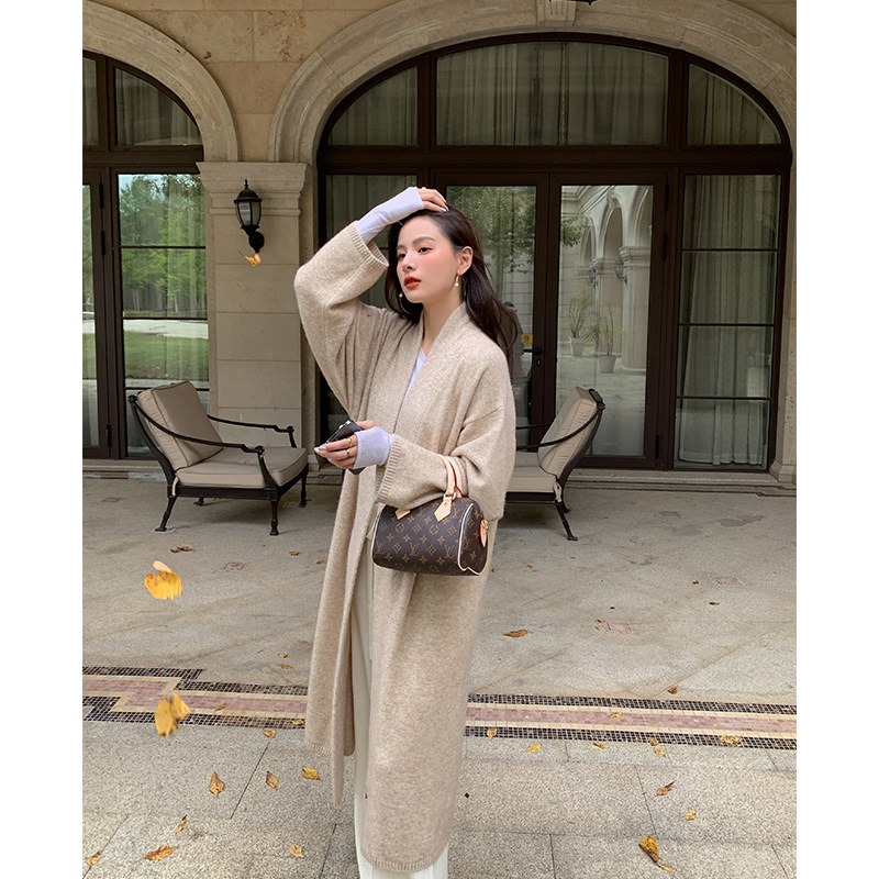 ADA MISS autumn and winter 2022 new thickened alpaca wool lazy temperament wind sweater knitted coat long coat female