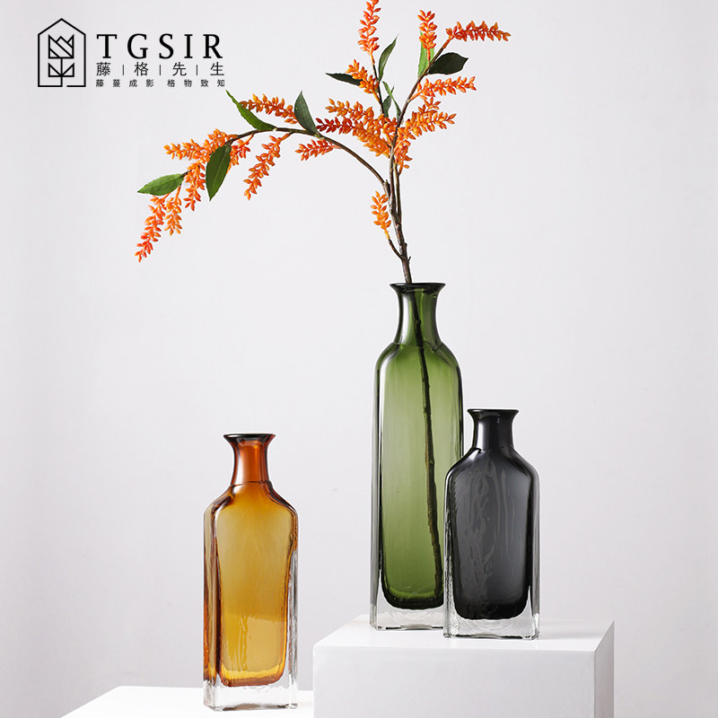 Simple and creative stitching small diameter glass vase living room transparent hydroponic flower arranging Japanese net red soft decorations