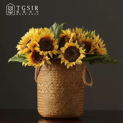 Sunflower simulation flower living room TV cabinet vase flower arrangement holding photo decoration bouquet sunflower fake flower