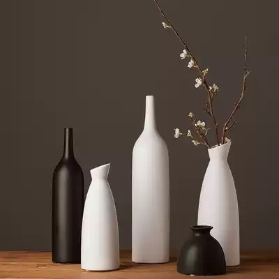American French rural Japanese black and white minimalist home decoration artwork ornaments handmade ceramic baked vase