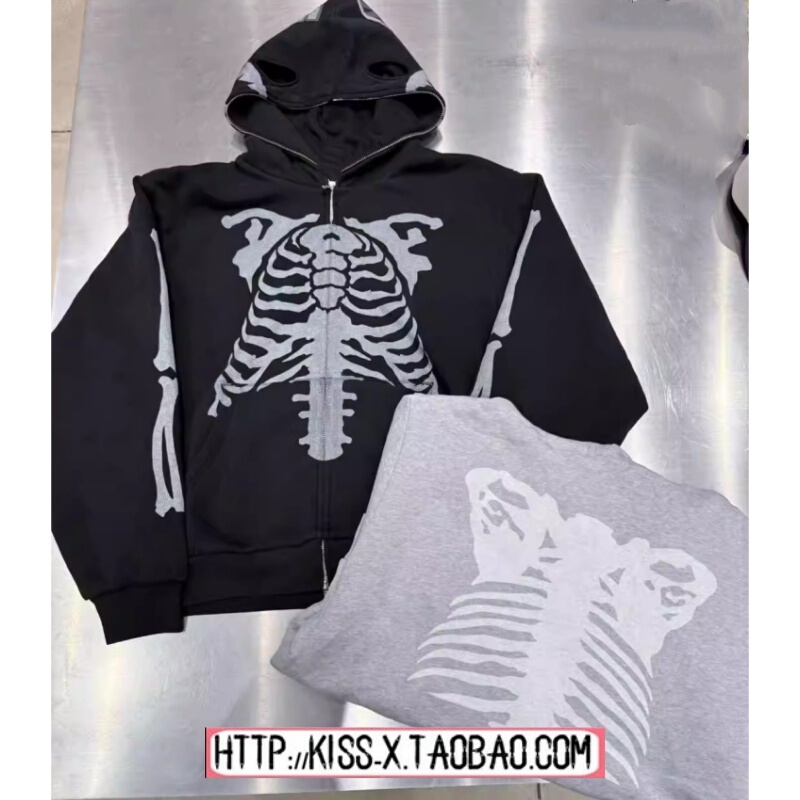 2026 Japanese Trendy New Model Ape Man Skeleton Washed Skull Bone Couple Loose Hooded Sweatshirt Jacket 2026 Japanese Trendy New Model Ape Man Skeleton Washed Skull Bone Couple Loose Hooded Sweatshirt Jacket