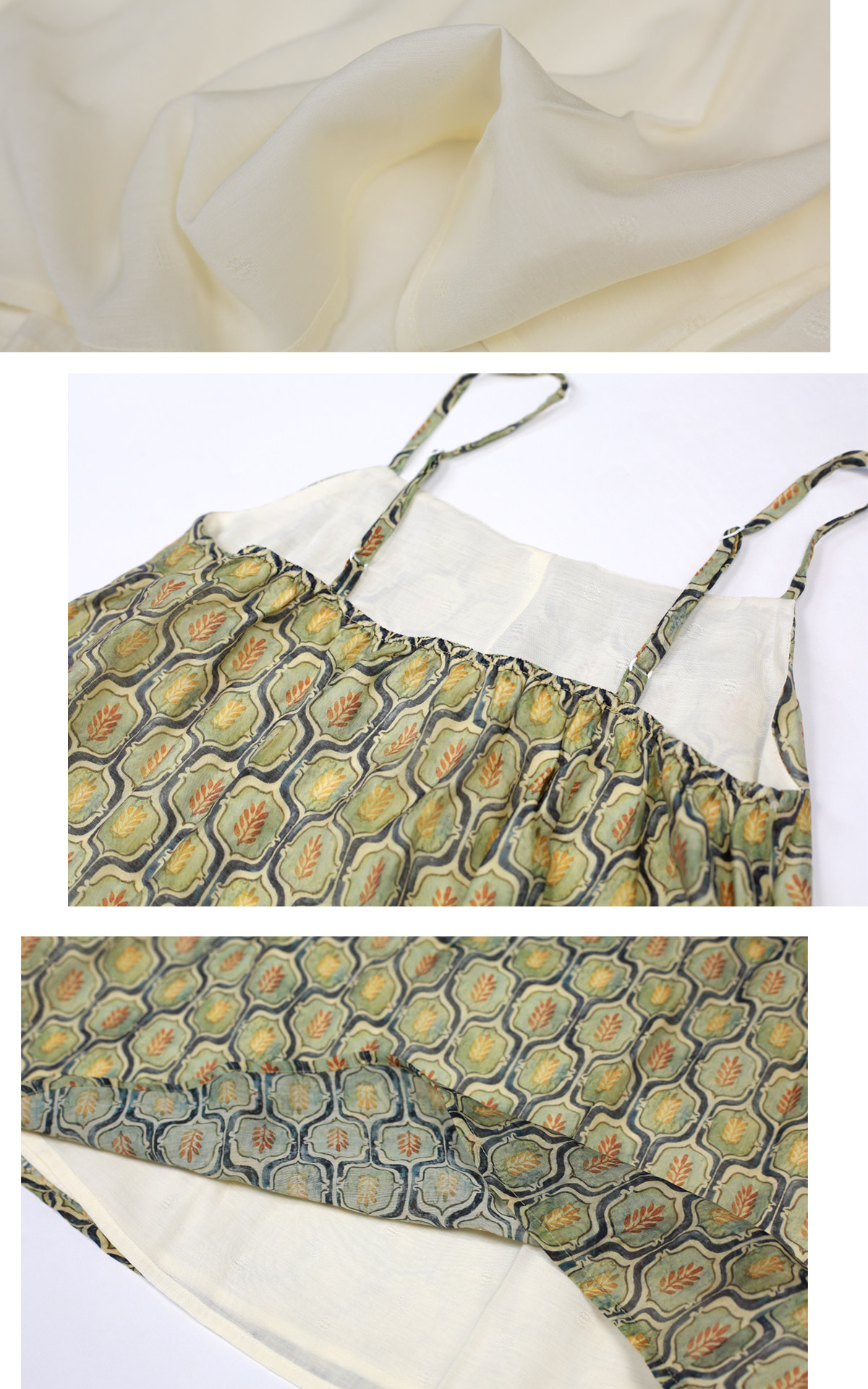 汉服上装 泊月夏季汉服吊带背心天丝棉古风印花透气上衣 觉夏花园青绿色选