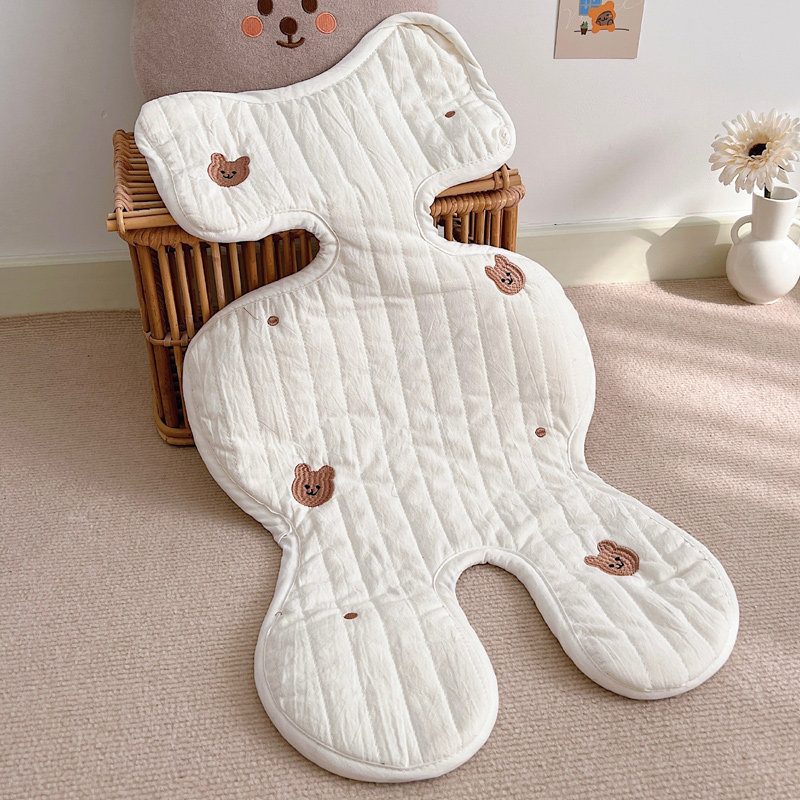Stroller pad Four seasons Baby High landscape cart cushions Pure cotton cartoon Little Bear Korean embroidery Inwind universal-Taobao