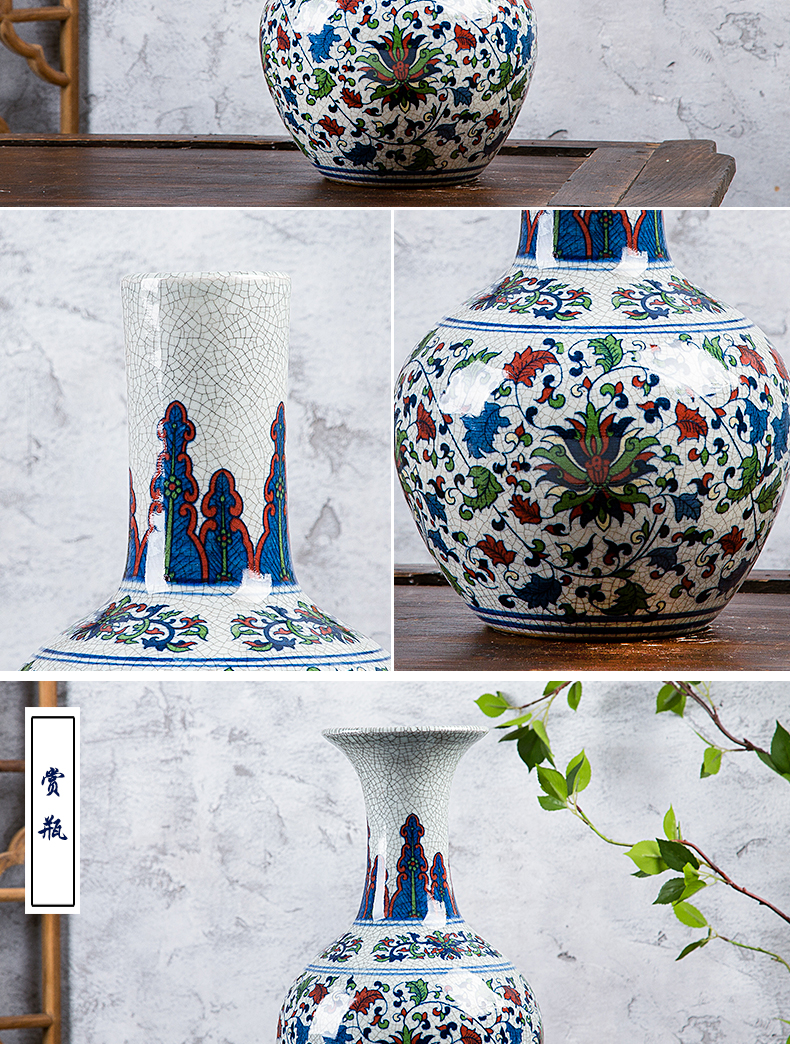 Jingdezhen ceramics up crack antique vase colorful furnishing articles flower arranging home sitting room adornment handicraft