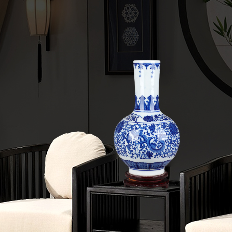 Jingdezhen blue and white porcelain vases, pottery and porcelain vases, flower arrangement furnishing articles archaize little sitting room of Chinese style household decorative porcelain