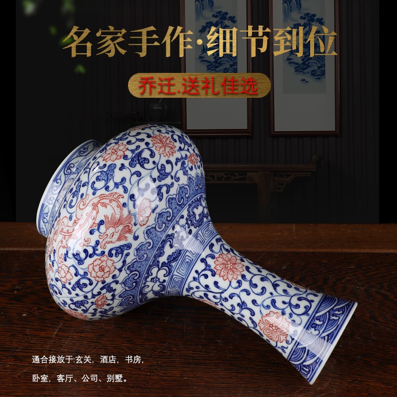 Jingdezhen ceramics glaze color antique hand - made under the blue and white porcelain vases, modern classical Chinese style household act the role ofing is tasted furnishing articles