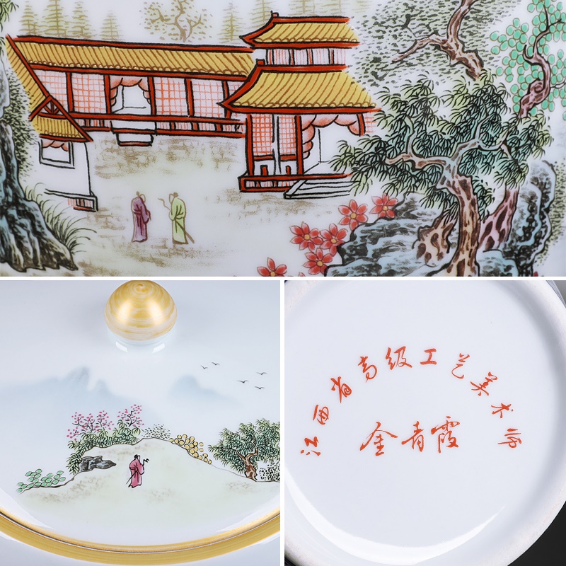 Jingdezhen ceramics by hand draw pastel XianGe the qing ju storage caddy fixings home sitting room adornment is placed