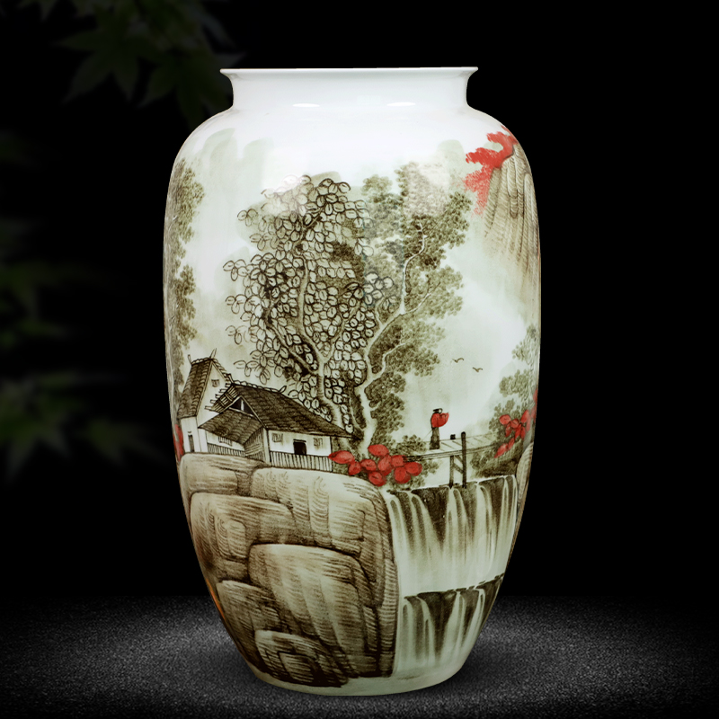 Jingdezhen ceramics of large vase furnishing articles large sitting room of Chinese style household adornment hand - made porcelain arranging flowers