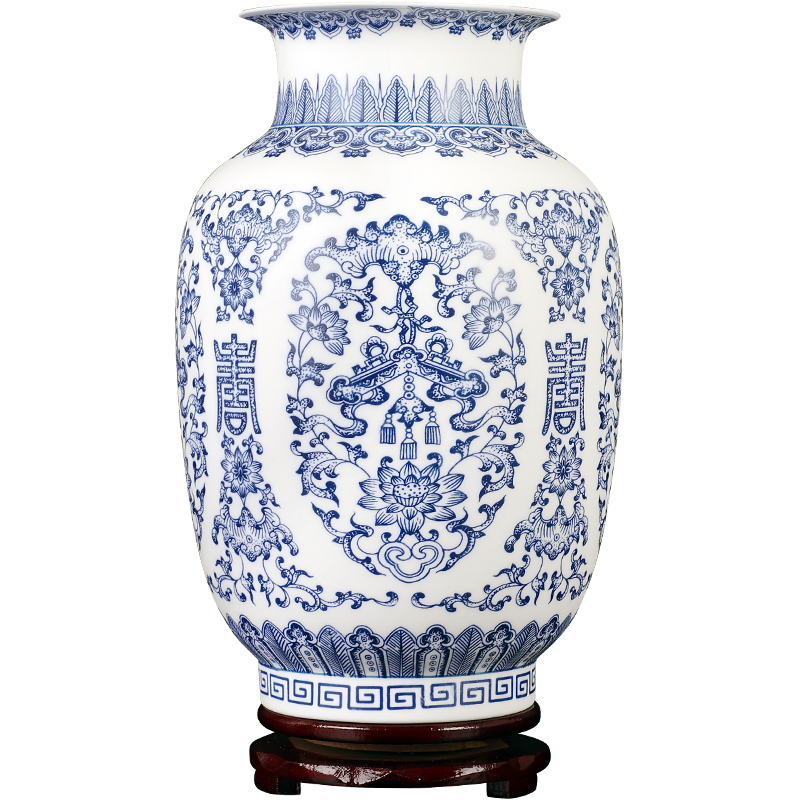 Jingdezhen ceramics vase restoring ancient ways is dumb light blue and white porcelain flower arrangement, large dry flower vase vases feng shui furnishing articles