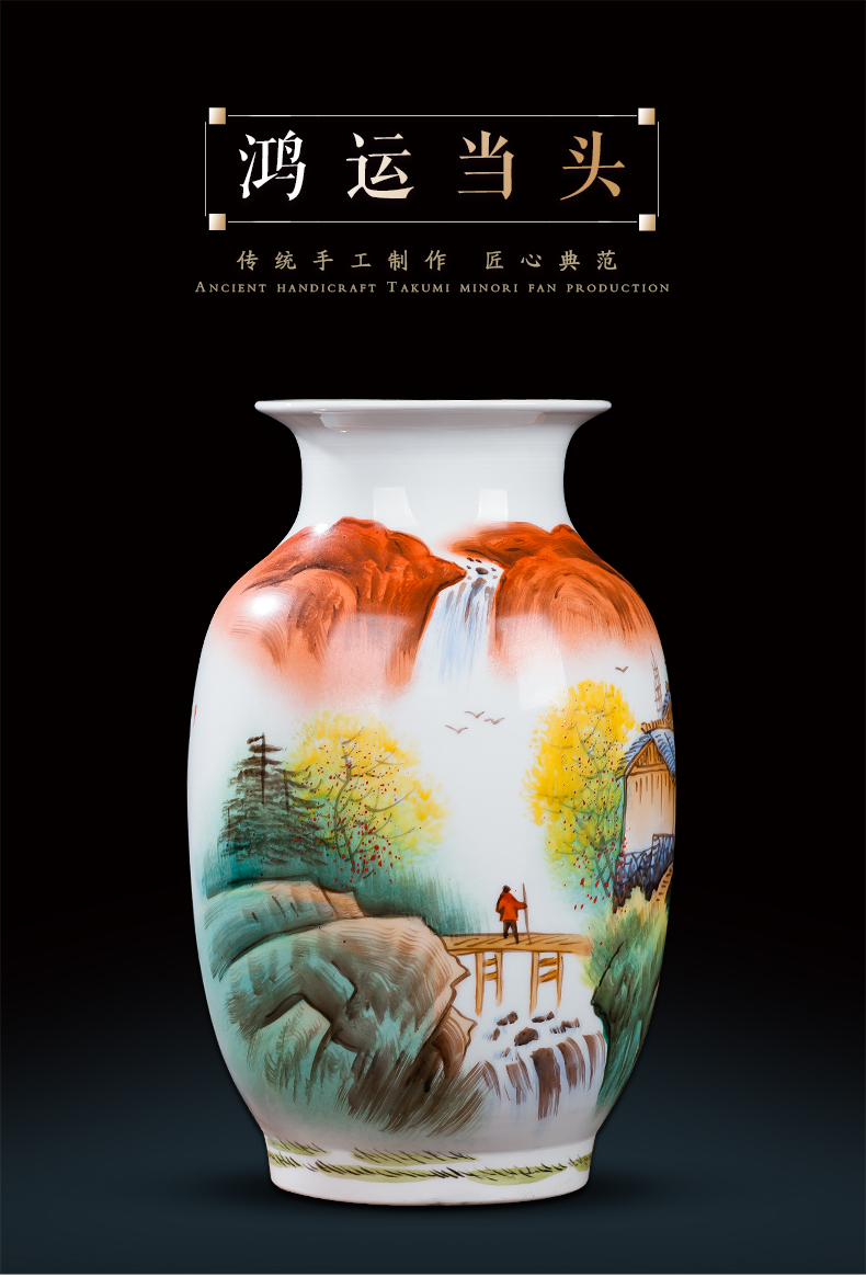 Jingdezhen ceramics hand - made Chinese famille rose porcelain vase furnishing articles of handicraft wine porch sitting room adornment