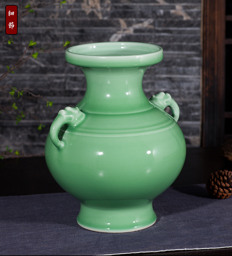 Jingdezhen ceramics antique vase manual carve shadow green rich ancient frame wine sitting room adornment home furnishing articles