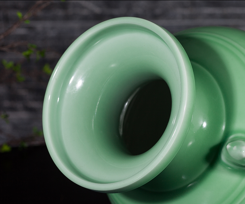 Jingdezhen ceramics antique vase manual carve shadow green rich ancient frame wine sitting room adornment home furnishing articles