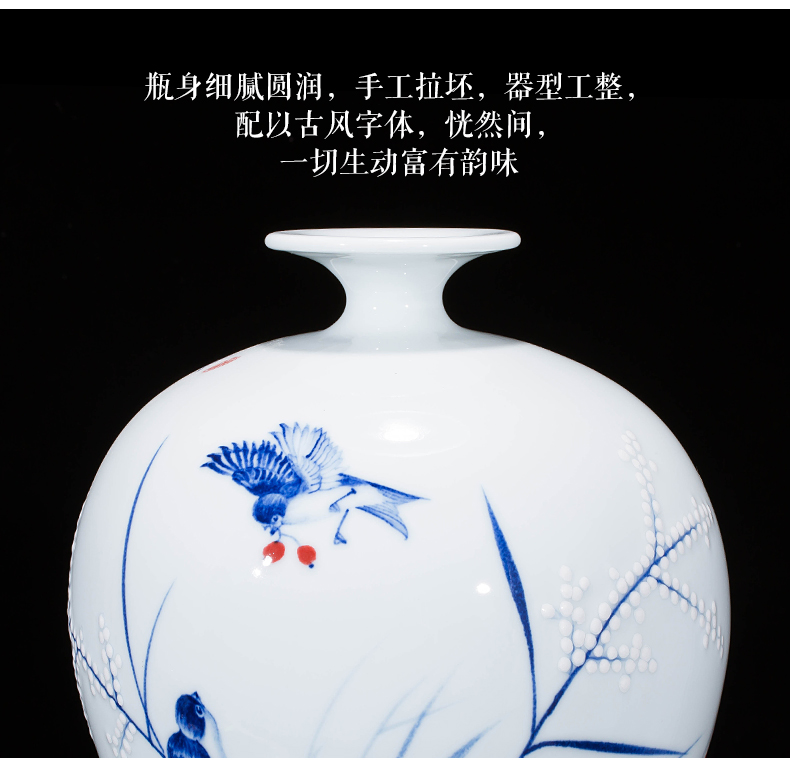 Jingdezhen ceramics hand - made household adornment blue and white porcelain vase wine porch sitting room TV ark, furnishing articles