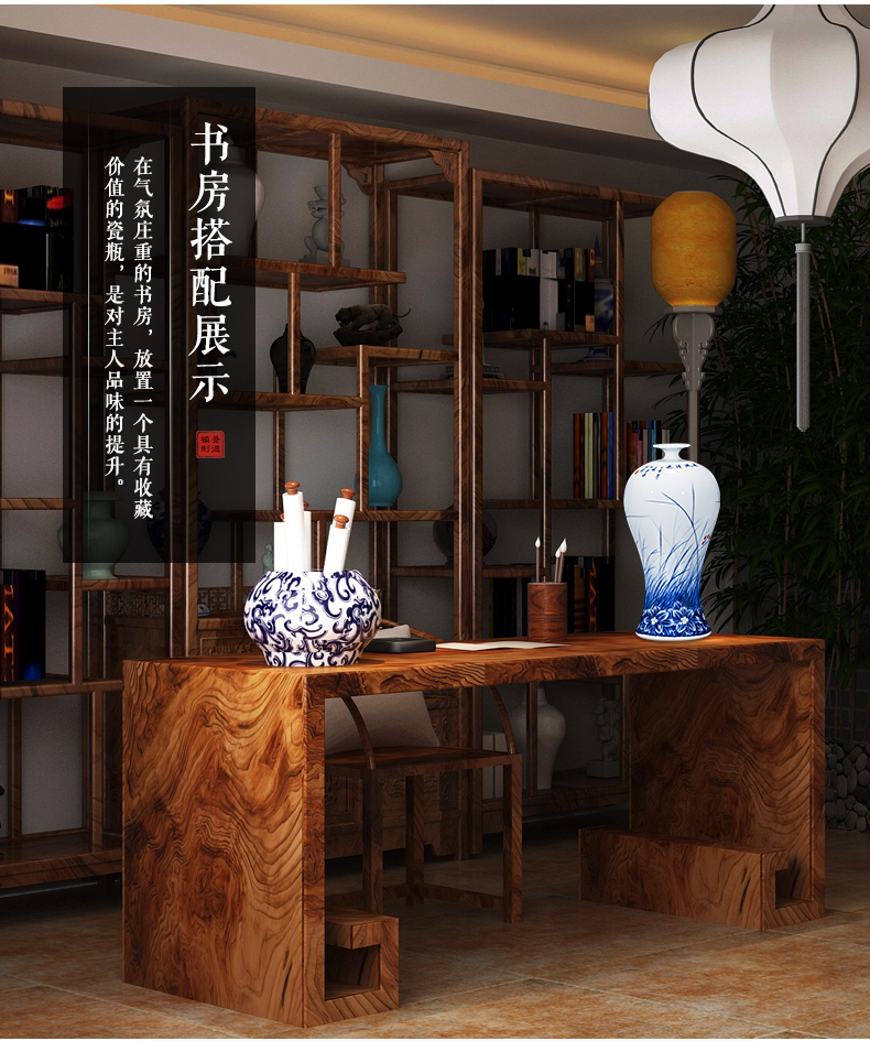 Jingdezhen ceramics hand - made household adornment blue and white porcelain vase wine porch sitting room TV ark, furnishing articles