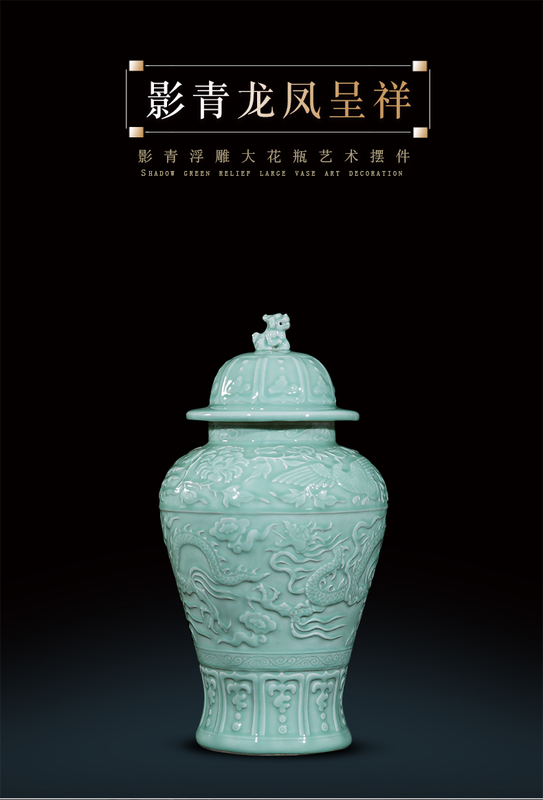 Jingdezhen ceramics by hand throwing carve shadow qdu vase wine home decoration villa hotel furnishing articles