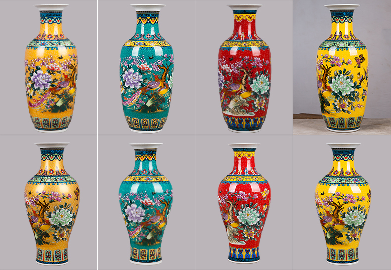 Jingdezhen pastel large vases, pottery and porcelain of modern fashionable sitting room ground flower European household adornment furnishing articles