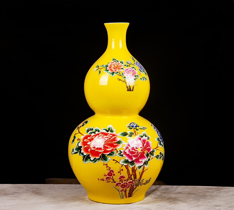 Jingdezhen ceramics vase China red peach gourd home sitting room adornment feng shui is festival furnishing articles