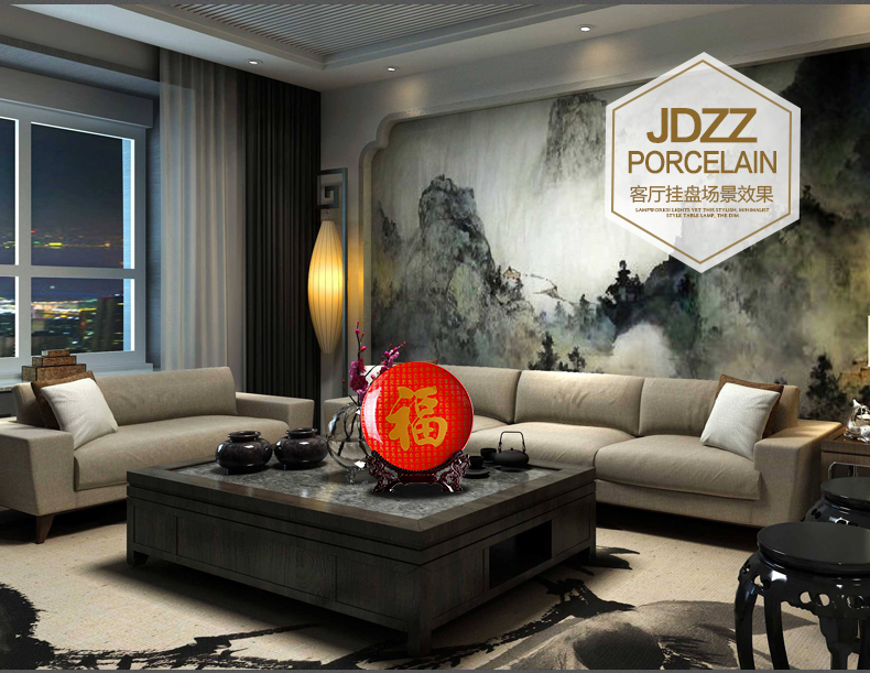 Jingdezhen ceramics furnishing articles household decorations hanging dish sitting room ark, auspicious decoration plate of Chinese arts and crafts