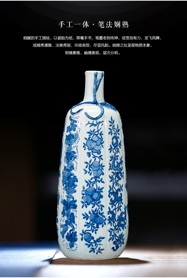 Jingdezhen ceramics vase antique blue - and - white large flower arranging new porch sitting room of Chinese style household act the role ofing is tasted furnishing articles