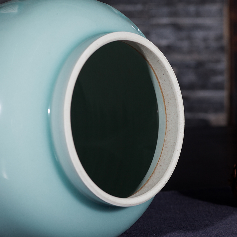 Contracted and I jingdezhen ceramics vase carve shadow green rich ancient frame wine sitting room adornment home furnishing articles