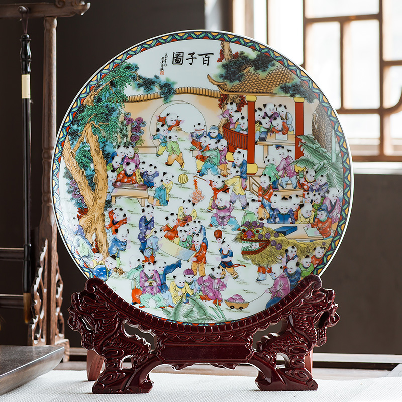 Jingdezhen ceramics furnishing articles household decorations hanging dish sitting room ark, decoration plate festival Chinese arts and crafts