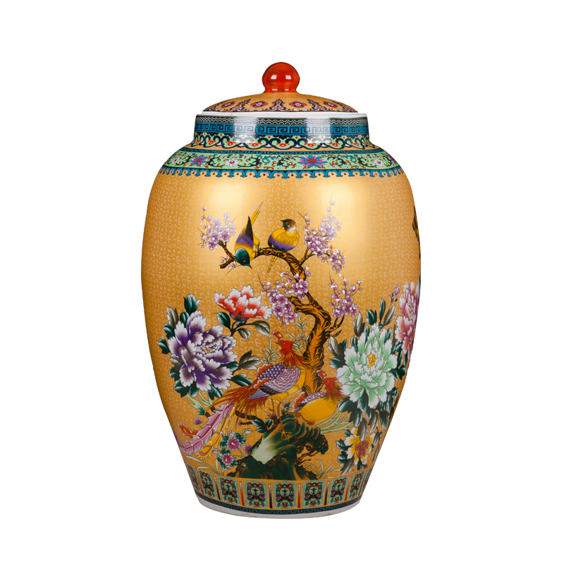 Jingdezhen ceramics handicraft big vase European household multi - functional storage tank barrel furnishing articles ornament