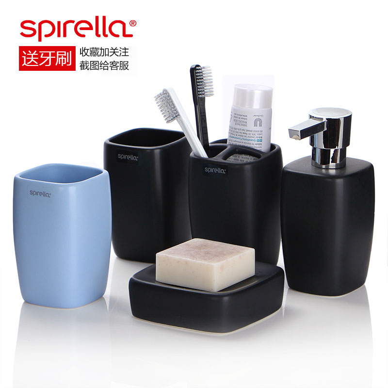SPIRELLA/silk pury ceramic toilet bath set mouthwash five cup suit for wash gargle brush their teeth