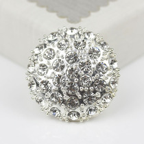 Silver diamond-set high-grade rhinestone button round mink fur button Wool cashmere coat decorative button wild