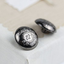 Gun Black Cross Metal Coat Button Fashion Womens Clothing Casual Button Jeans Button Decorative Button