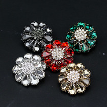 High-grade green red wool cashmere coat with rhinestone buttons Round buttons Mink fur decorative buckle cufflinks