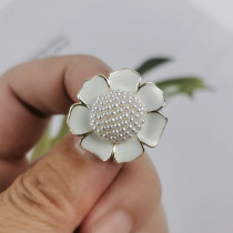 Micro Inlaid Upscale Pearl Flowers Button Drip Oil Sun Flowers Little Scents Lady Sweater Sweatshirt Small Suit Buttonup