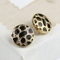 Womens high-grade cashmere woolen coat metal black oil button woolen cloth suit trench coat button decoration buckle