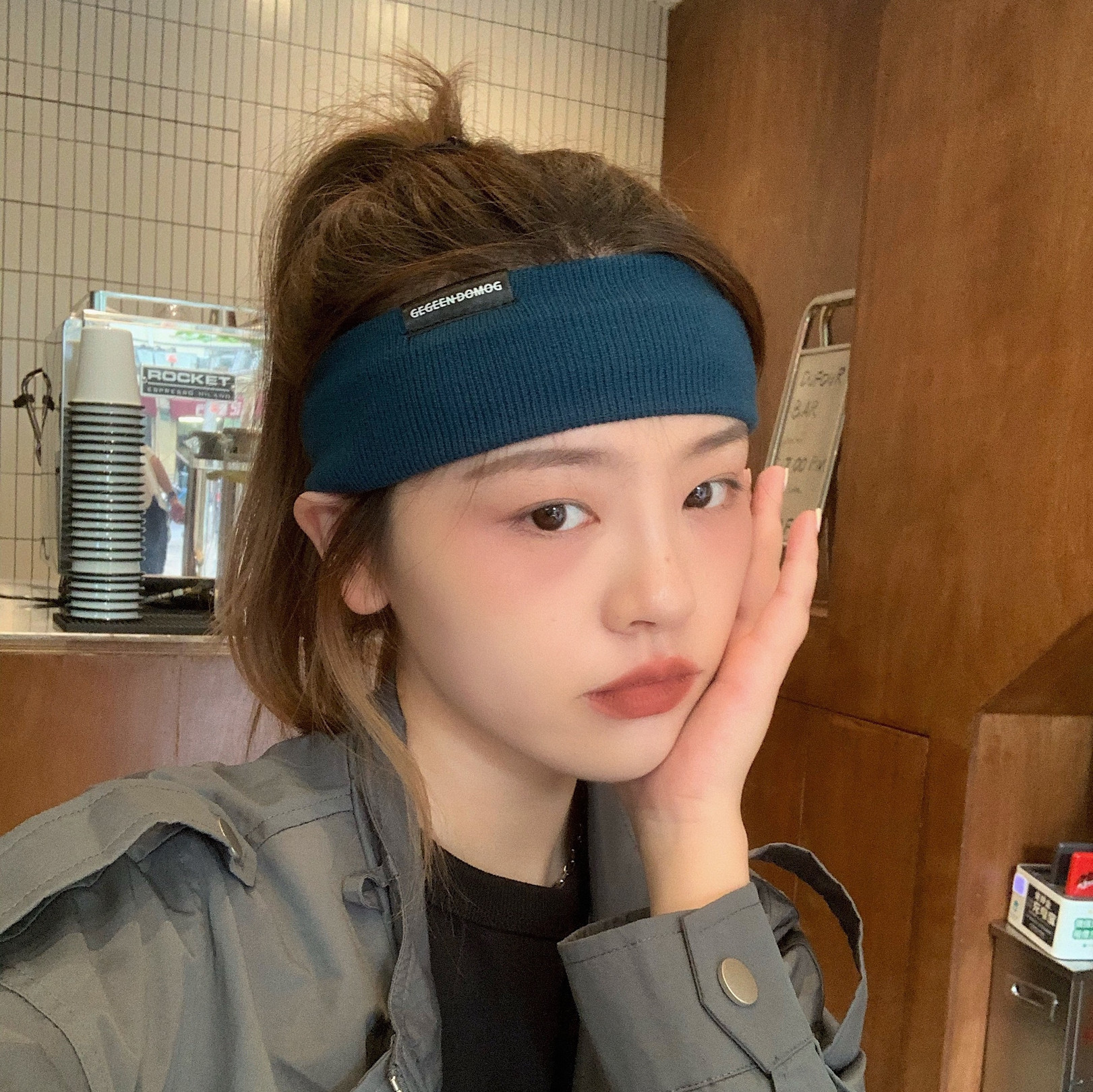 Japanese Rosex Korean Knitting Simple Headband Femininity Fashion All-match Showing White Headwear All-match Elastic Headband