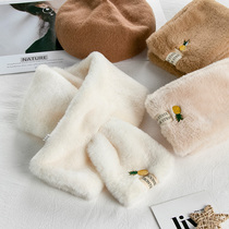 Day Department Rosex scarf Womens Autumn Winter Thickening Han Edition Tide 100 Hitch Rabbit Hair Cross Pure Color Warm Surround Neck