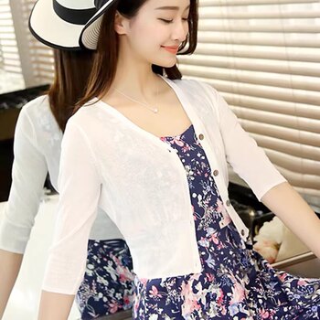 Summer thin cardigan for women with skirts for short ice silk knitted air conditioning shirt with sunscreen shawl jacket