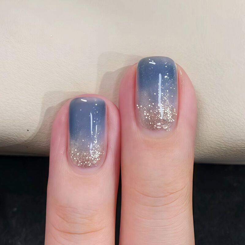 Blue and Quicksand Gold Summer Beach Manicure! Twomoons Nail Polish 2026 New No-Bake Quick-Drying for Women