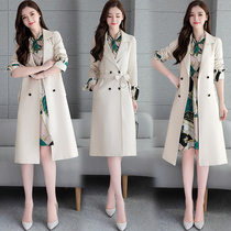 Printed fashion dress 2021 early autumn new temperament socialite two-piece suit skirt Western style thin Korean version