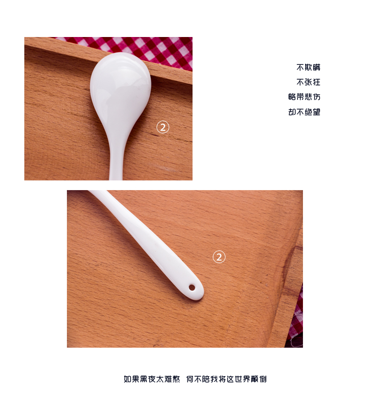 Một bảy muỗng cà phê xương Trung Quốc thìa thìa khuấy thìa nhỏ dễ thương dài xử lý gốm tráng miệng thìa - Cà phê phin pha cafe inox lớn