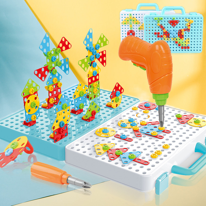 Fun Children Screw Screws Baby-Diy Assembly Kit Puzzle Jigsaw Puzzle Dismantling Multifunction Electric Drill Toy