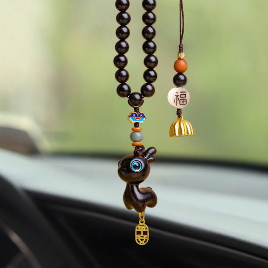 檀木小鹿一路汽车挂件后视镜可爱车内吊坠男女士创意车载挂饰